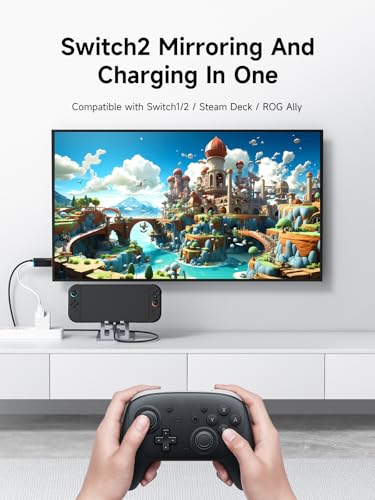 Image of Hagibis Switch2 Dock for Nintendo Switch 1 /2, USB C to HDMI Cable Adapter with 8K@60Hz HDMI, 100W PD, Type-C to HDMI Adapter for Laptop, Tablet, SteamDeck, ROG Ally (Switch2 8K@60Hz)