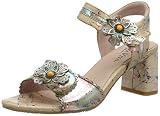 Sandalias con tacón de flores, piel suave, mármol