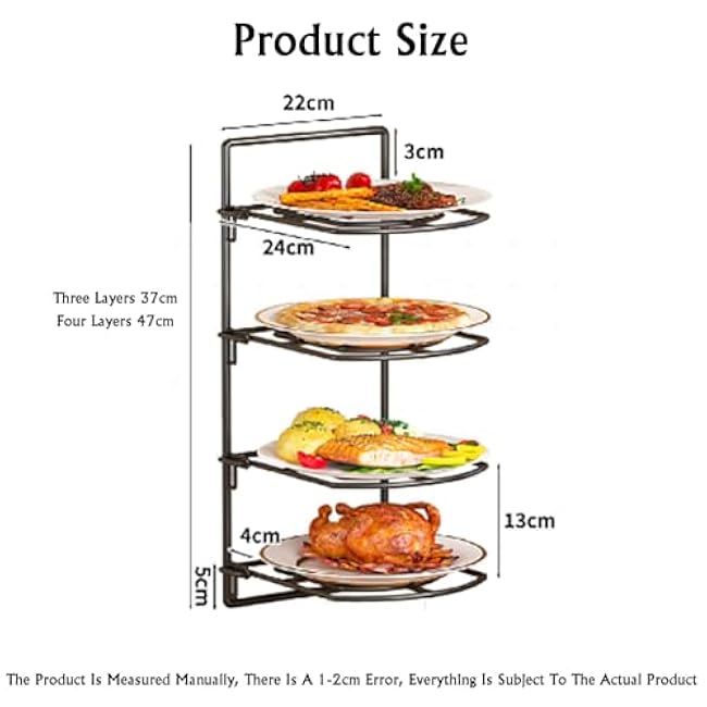 Multi Layer Food Tray,Wall Mounted Food Sorting Tray,Kitchen Sundries Rack,for Snack Fruit and Vegea(Black,3tier)