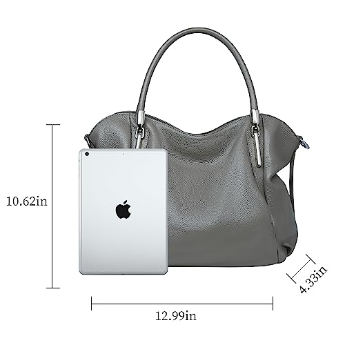 Image of HESHE Leather Shoulder Purses for Women Tote Handbags Satchel Hobo Handbag | Designer Genuine Leather Travel Top Handle Work Bag Ladies Crossbody Purses Adjustable Straps Large Capacity Zippered Closure