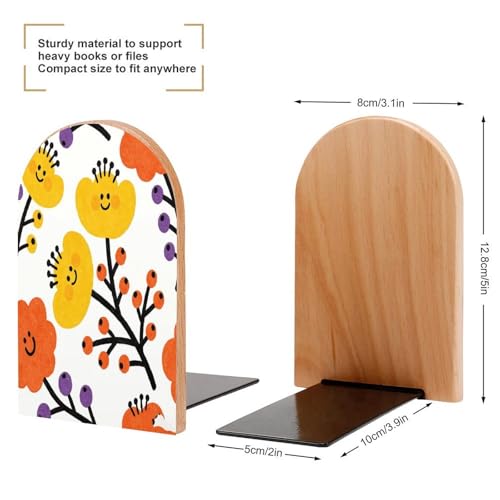 Sujetalibros de madera resistente de ramas de flores para organizar libros pesados 3