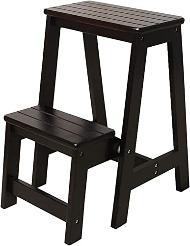 Taburete plegable de madera maciza y escalera, silla resistente que ahorra espacio para el hogar, cocina y biblioteca, capacidad de 150 kg, diseño multifuncional para un fácil almacenamiento