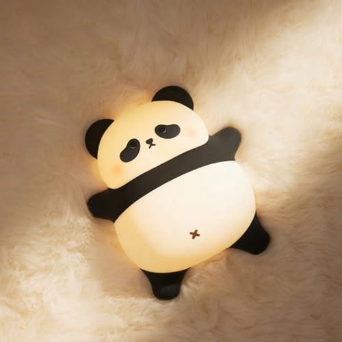 Image of One94Store Rechargeable Silicone Lazy Panda Night Light for Kids | 7-Color LED Changing Lamp | Adorable Room Decor & Gift for Toddlers, Teens & Valentine's Day | Soft BPA-Free Nightlight | Multicolor