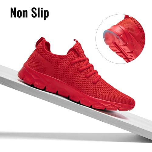 Image of Men Running Shoes Tennis Walking Gym Slip On Athletic Fashion Sneakers Lightweight Breathable Sport Shoe Red Size 7