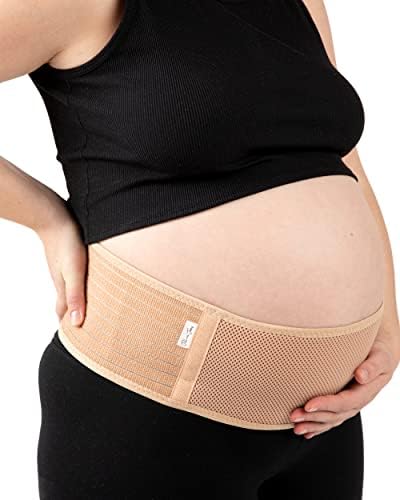 Jill & Joey Maternity Belt - Belly Band Back Brace - Pregnancy Must Haves - Pregnancy Belly Support Band - Back Support - Belly Band for Pregnancy (Beige, Medium)