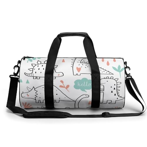 Sac de sport dinosaure blanc 45x23x23cm compact pour gym et voyage