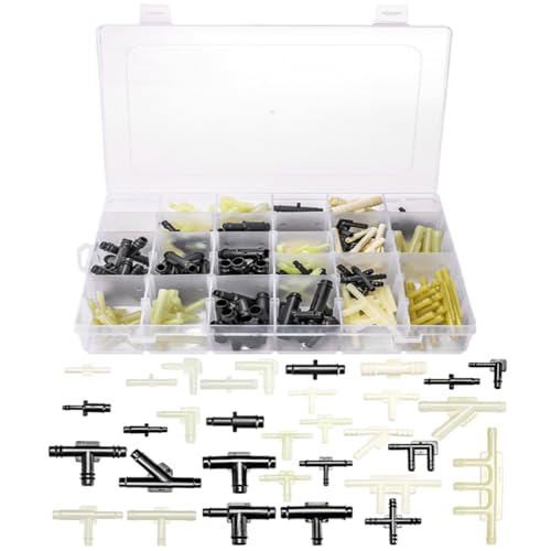 ZAVOOS 159 Pieces Vacuum Connector Assortment, 32 Sizes Automotive Vacuum Tee Connector Kit, Heat Resistance 240°C / 460℉ Nylon Tubing Hose Cap for Automotive Replacement, Tube Maintenance