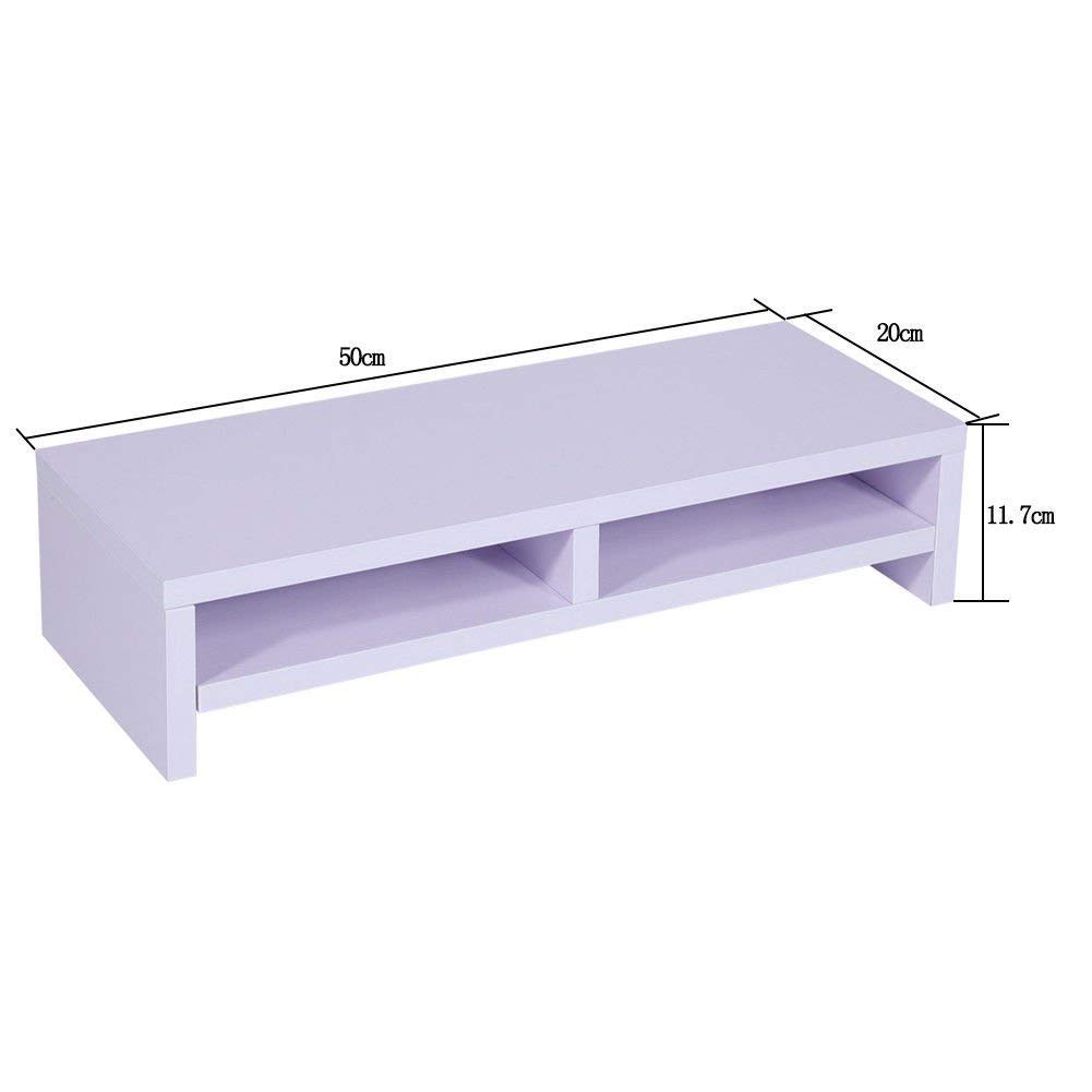 Stojak na monitor GOTOTOP/uchwyt na 2 półki, wykonany z drewna na monitor elever komputer biurowy powiększ wyświetlacz LCD PC laptop 50 x 20 x 11,7 cm