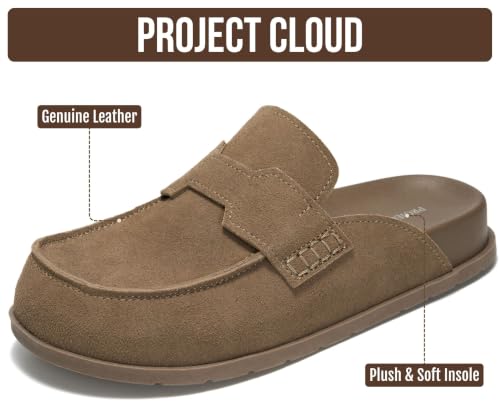 Image of Project Cloud 100% Genuine Leather Womens Clogs - Plush & Soft Insole with Arch Support Non Slip Mules & Clogs for Women Footwear - Water Resistant Women Shoes (Foamy)