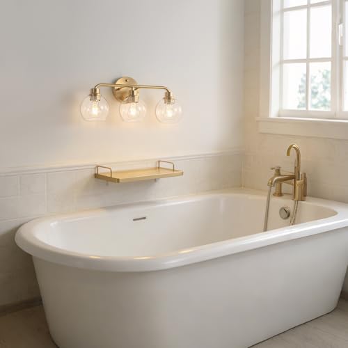 Image of Bathroom Light Fixtures Gold Vanity Light 3 Light Brushed Brass