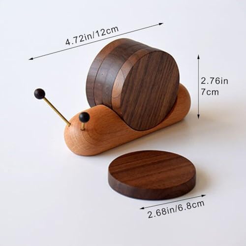 Sous-verres d'escargot en bois rond avec support pour table basse