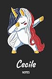 cecil sweatshirt mit samtblüten  Cecile - Notes: Noms Personnalisé Carnet de notes / Journal pour les filles et les femmes. Licorne qui dab aux cheveux aux couleurs du drapeau ... anniversaire, cadeau de Noël et de fête.