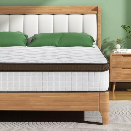 Swan Home Living Colchones dobles de lujo de 4 pies 6 pulgadas, espuma viscoelástica de gel de 10.6 pulgadas de profundidad y colchón de muelles ensacados, colchón ortopédico doble para aliviar la