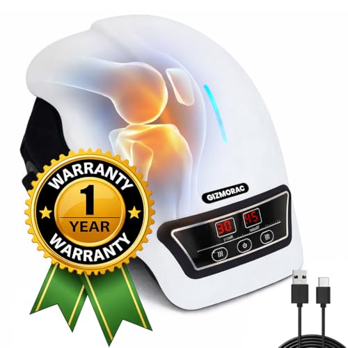 Image of Knee Massager for Joint Pain Relief with Heat, Rechargeable Red Light Vibration Knee Arthritis Massage Physiotherapy Machine for Women, Elder Age, Men, 1 Year Warranty