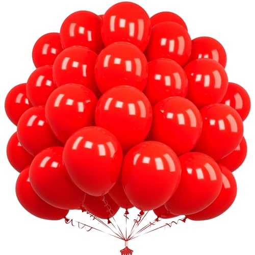 Unisun Ballons Rouges, 50 Pièces 12 Pouces Mats Ballons, Ballon Rouges pour Femmes Filles Fête d'anniversaire Mariée Fiançailles Proposition Mariage Noël...