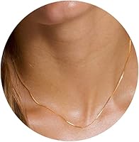 Vavily Minimalist 18K Gold Plated Thin Box Chain Choker Necklace for Women - 16" Dainty Gold Chain, Hypoallergenic
