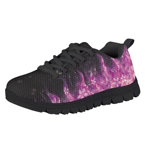 Girls Black Sneakers Kids Fashion Breathable Running Shoes Lightweight Lace-up Mesh Sneaker for Little Girls2