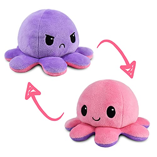 TeeTurtle Reversible Octopus Plushie - 4-Inch Pink + Purple Two-Sided Flip Plush Toy with Embroidered Details - Cute Mini Collectible Plush for Kids, Teens, and Adults by TeeTurtle - Used condition - US$9.86