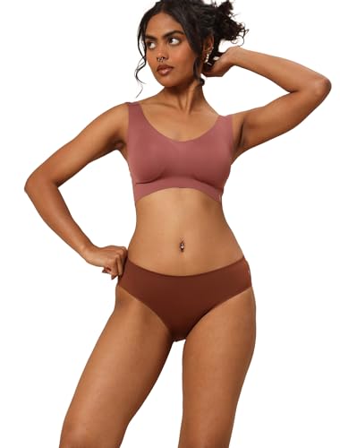 Image of Krvvy Low Waist Mid Coverage Seamless Bikini Panty for Women | Ultrasoft Underwear with 100% Cotton Gusset & Ventilation Holes