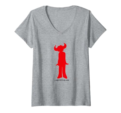 Womens Jamiroquai Official Buffalo Red Logo V-Neck T-Shirt