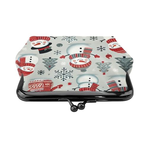 Pu Leather Buckle Coin Purse Snowflaks-Snowmen-Xmas Girls Kiss-Lock Change Purse Wallets2