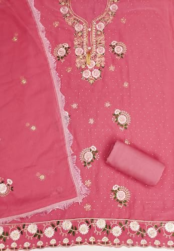 Image of Women's Georgette Embroidery Work Unstitched Dress Material