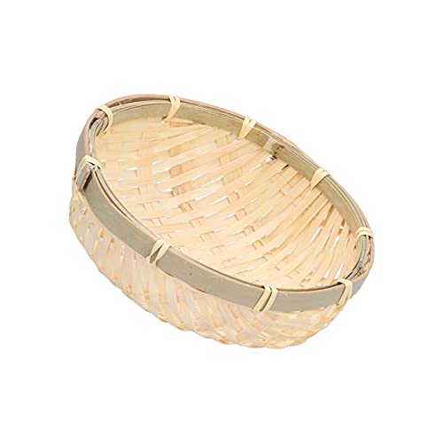 Cesto di Frutta Mini Portaoggetti Vassoio Intrecciato a Mano con di Secca per di Ristoro di bambù Piccola Paletta Shau Kei Cestini per Servire