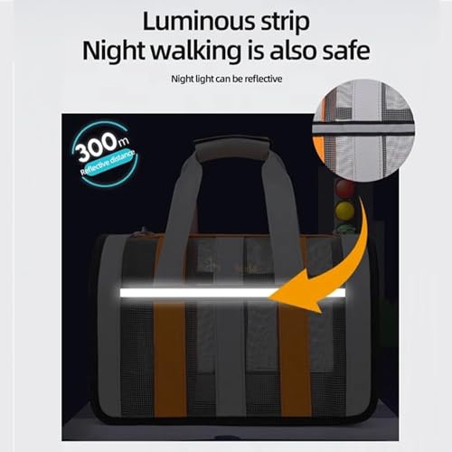 Image of VAYINATO Pet Carrier Bag (Small - 34 * 24 * 24 Cm) Cat Dog Carrying Bag Outgoing Travel Pets Handbag Portable Breathable Foldable - Grey with Orange By Petzlifeworld