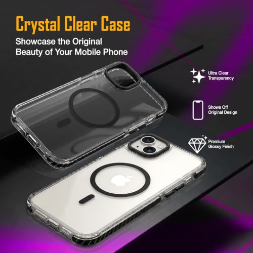 Image of Zapcase Crystal Clear Back case for iPhone 14 Plus | PC Back | TPU Bumper with Inner Rubber Grip | Metal Camera Guard Bezel | Metal Buttons | Scratch Resistant Cover | 2 Layer Edge Protection | Black
