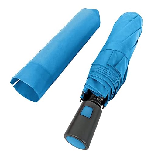 Paragua Plegable Azul Claro Liso Mujer Hombre - Pequeño Paragua de Bolsillo Antiviento con Abertura Automática - Mini Sombrilla de Lluvia Resistente Compacta para Viajes - Diámetro 96 cm (Azul Claro)