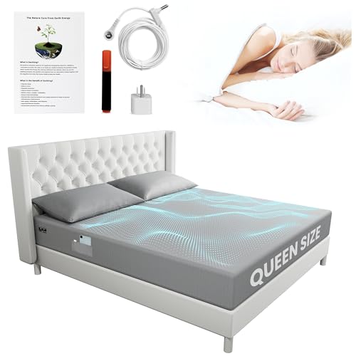 Grounding Sheets Queen Size - 90% Organic Cotton + 10% Pure Silver Fitted Bed Sheet for Earthing -...