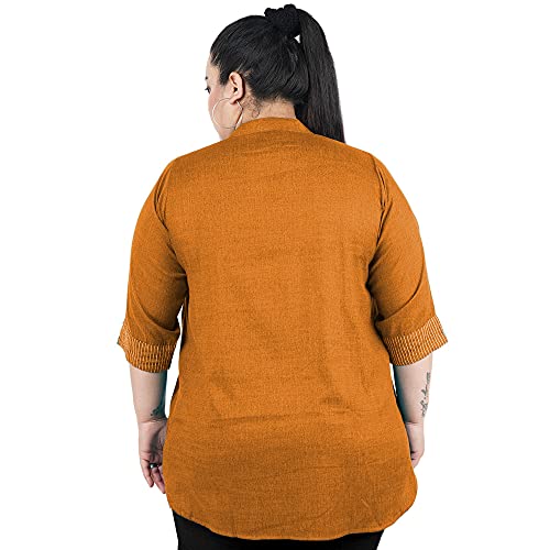 Image of Indietoga Women's Plus Size Embroidered Cotton Linen Tunic Tops (2XL to 10XL)