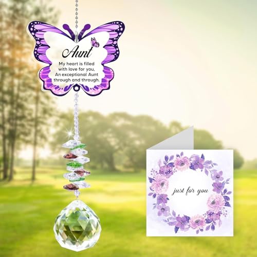 Aunt Gifts, Gifts for Aunt from Niece Nephew, Auntie Gift Ideas, Butterfly Sun Catchers Decor for Window Hanging, Aunt Birthday Gifts, Auntie Gift Ideas for Mothers Day for Aunty