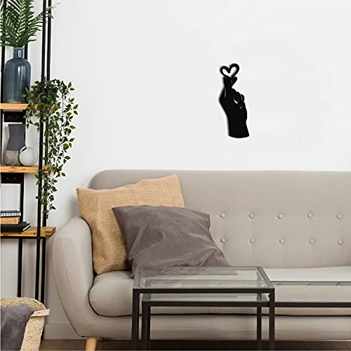 Image of eCraftIndia Korean Finger Heart Wooden Wall Decor for Living Room Bedroom Home Wall Decor Item Wall Art for Home Decor Valentine Gift for Girlfriend Boyfriend Husband Wife Her Him Valentine Decoration