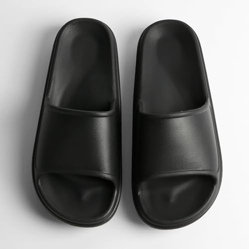 VIVASUN Badeschuhe Damen Herren Badelatschen Wasserdicht Schlappen Orthopädisch Slides Sandalen rutschfest Badeschlappen,Schwarz – Ansicht 5