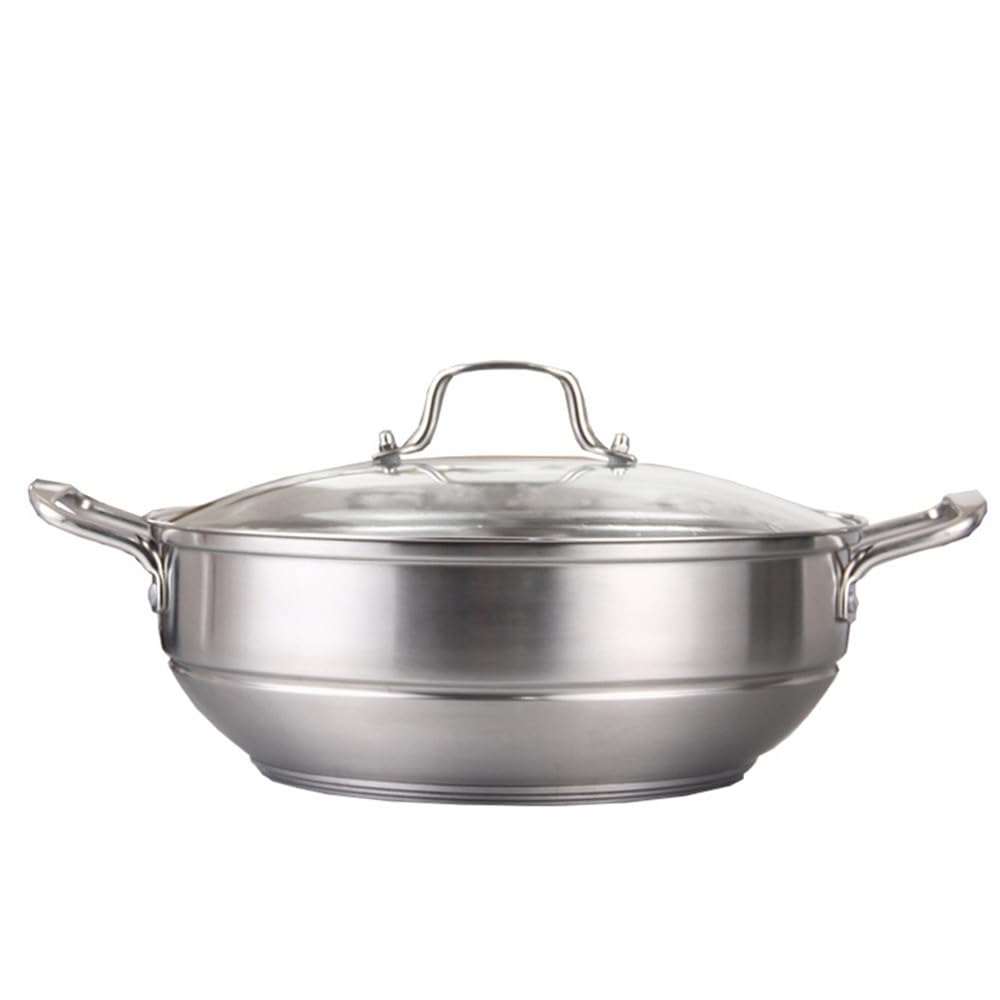 Pentola per cottura a vapore in Acciaio INOX, pentola per cottura a vapore, pentola per cottura a vapore domestica (Argento 28 cm)