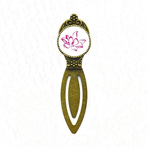 Marque-page rétro fleur de lotus rose, signet métallique anti-corne