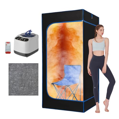 YUZINO Tienda de campaña portátil, sauna impermeable con generador de vapor de gran capacidad de 3 litros, control remoto y silla plegable, cápsula de sauna desplegable para reducir el estrés y