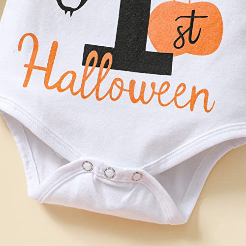 Macacão de manga comprida para bebês Halloween com laço e saia de tule de malha para cabeça, conjunt