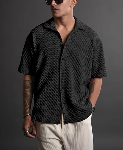 Image of NexaFlair Casual Shirt for Men|| Shirt for Men|| Men Stylish Shirt||Button Down Shirts Half Sleeve Bubble Fashion Textured Shirt