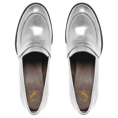 Image of SHODENSE Women Vintage Chunky Heel Loafers Pumps Platform Round Closed Toe Oxford Shoes Burnished Patent Matte Suede Slip On Dress Loafer Block Stacked Heels Office Formal Work Business 4-11 M US