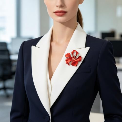 Image of Elegant Crystal Blooming Rose Flower Brooch Lapel Pin Breastpin for Women Birdal Cardigan Hat Scarf Suit Sweater Floral Pins