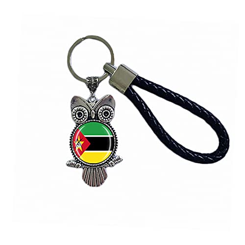 Porte-clés drapeau du Mozambique souvenir cadeau porte-clés hibou pendentif porte-clés pour homme femme, Mozambique, 18 CM (7.09')
