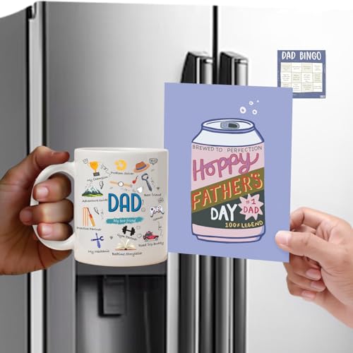 Image of Party Propz Father's Day Gift Hamper for Dad - 3 Pcs Set with Greeting Card, Fridge Magnet, and Coffee Mug - Thoughtful Father's Day Gift Box for Dad, Grandpa, Father-in- Law