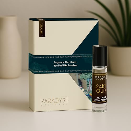 Image of 24 KT Oud Attar | Non-Alcoholic Perfume Oil Roll on | Amber Oud Warm Fragrance Perfume Oil | Premium and Long Lasting Fragrance | 6 ml