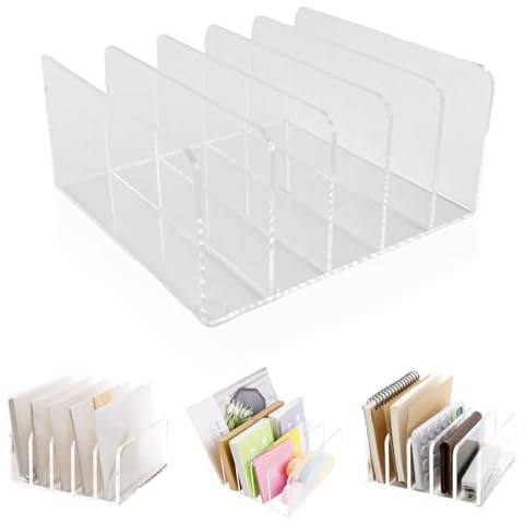 JINGIHE Clear Acrylic Letter Organizer with 5 Sections Cover
