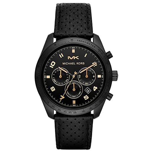 Michael Kors Mäns kronograf kvarts klocka med läder armband MK8705