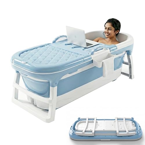 Image of Lifelong Bath Tub for Adults & Kids | Foldable & Large Bathtub for Bathroom with Temperature Meter, Massage Rollers, etc | Ideal for Steam Bath & Spa for Home | Comes with Laptop & iPad Holder