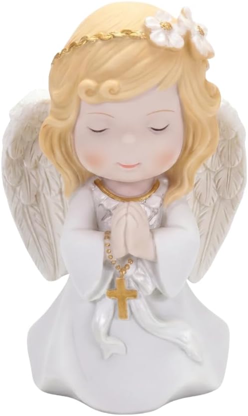 Comfy Hour 5 Inch First Communion Praying Angel Figurine, Rosary Decor