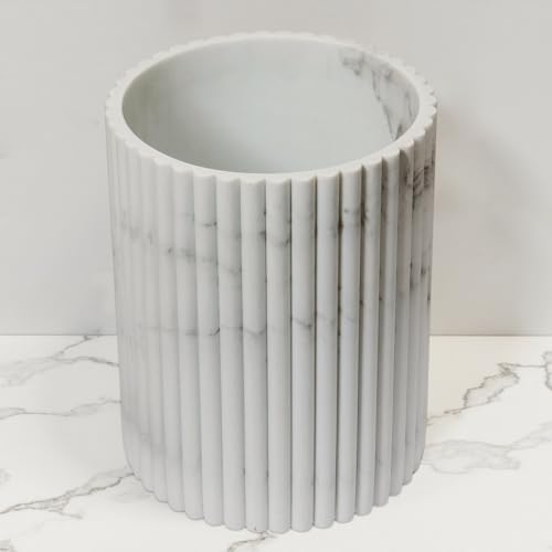 DoveeDosa Marble White Luxury Stone Bathroom Trash Can, Modern Bathroom